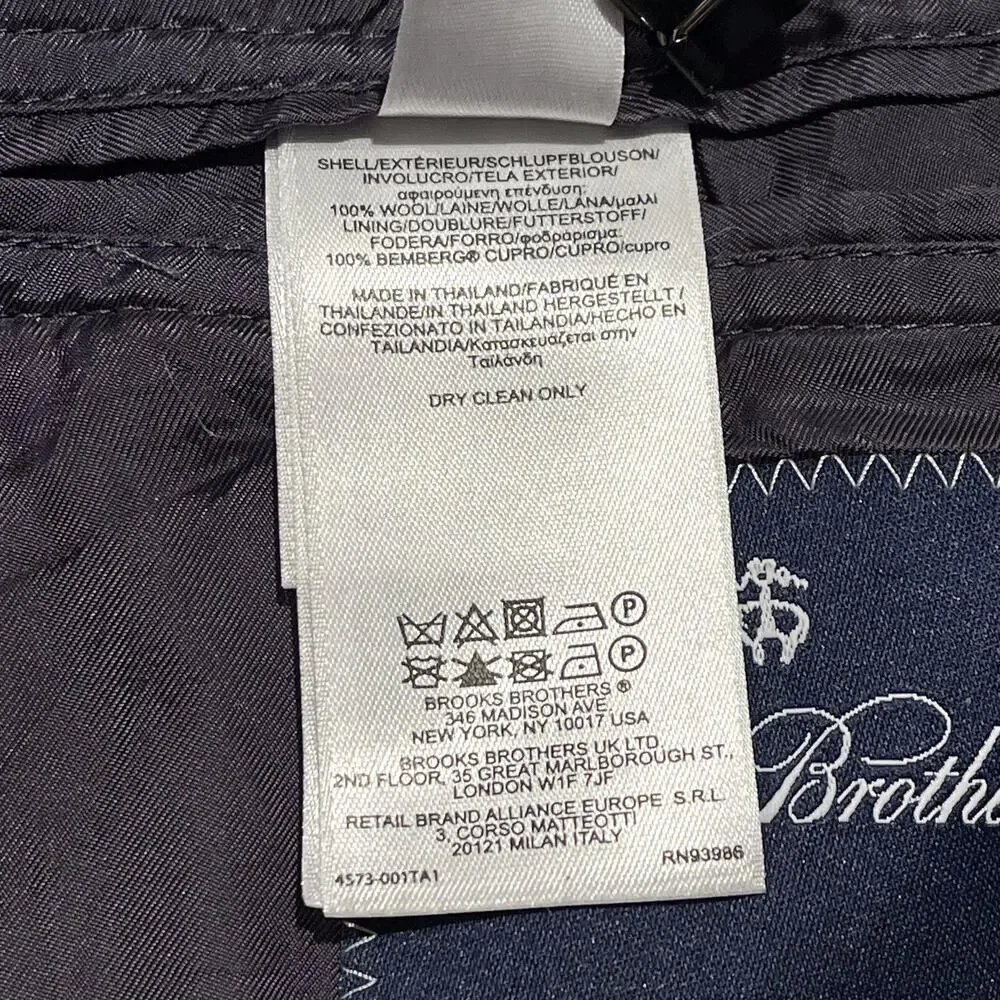 Brooks Brothers Mens Suit Jacket Wool Two Button Stripe Black Purple Size 46R GJ